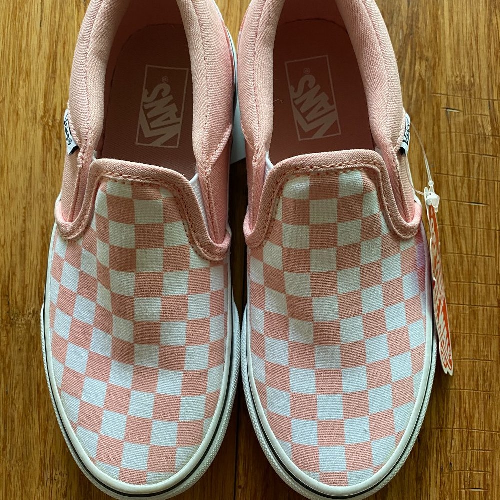 Vans Kids Classic Slip on Checkerboard Shoe Powder pink Youth Sz 1